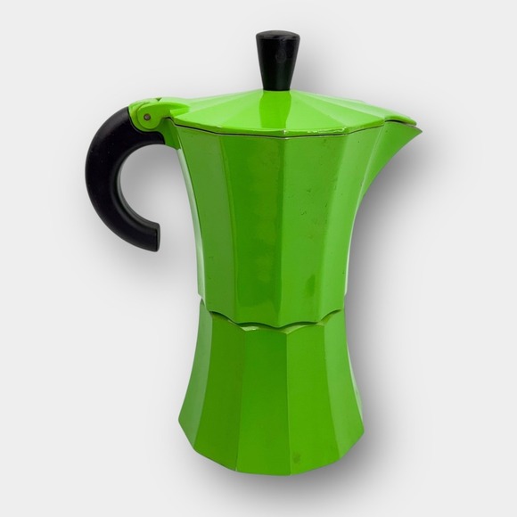 Vintage Gnali & Zani Green Aluminum Stovetop Moka Pot Espresso Maker Italy - Picture 5 of 13